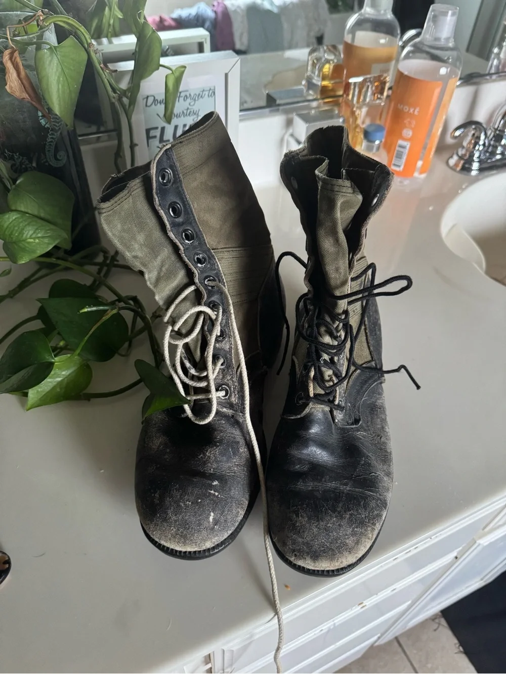 Vintage 60’s Vietnam Era Army Canvas Jungle Boot Leather Combat Size 9r